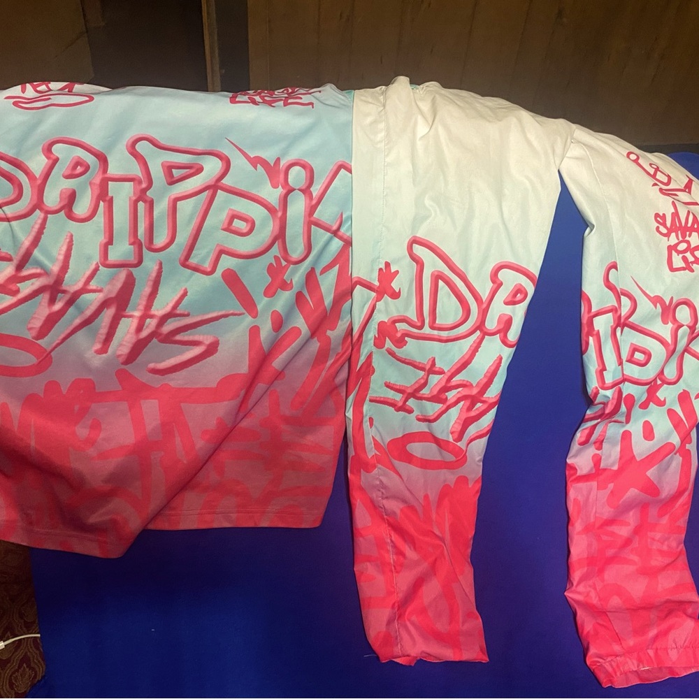 Shirt pink white and blue size medium